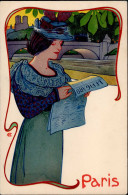Christiansen, Hans Paris Frau Mit Zeitung 1904 I- Journal - Christiansen
