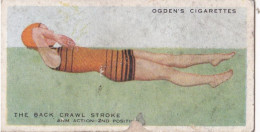 How To Swim 1935 - 45 Back Crawl - Ogdens Cigarette Card - - Ogden's