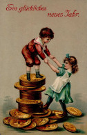 Neujahr Geld Kinder Präge-Karte 1913 I-II Bonne Annee Argent - Nieuwjaar