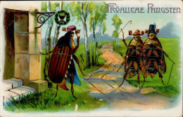 Maikäfer 1907 Prägekarte Personifizierte Pfingsten I-II Hanneton - Insecten