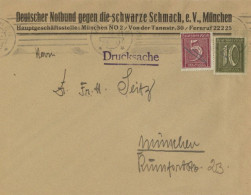 Zwischenkriegszeit Briefumschlag Deutscher Notbund Gegen Die Schwarze Schmach E.V. München 1921 I-II - History