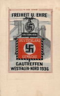 GELSENKIRCHEN WK II - DEUTSCHLAND ERWACHE! NSDAP-GAUTREFFEN 1936 Seltene SEIDENKARTE I-II - War 1939-45