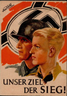 HITLER-JUGEND WK II - UNSER ZIEL DER SIEG! HJ-Künstler-Prop-Ak Sign. Axter-Heudtlaß I - War 1939-45