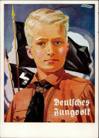 HITLERJUGEND WK II - DEUTSCHES JUNGVOLK Werbe-Propagandakartem Sign. Künstlerkarte I - War 1939-45