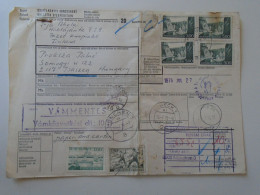 ZA437.6 FINLAND SUOMI  Parcel Card - 1976  KUOPIO -via LÜBECK -MÜNCHEN To  ISASZEG, Hungary -Hungarian Custom Handstamp - Lettres & Documents