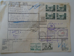 ZA437.7 FINLAND SUOMI  Parcel Card - 1976  KUOPIO -via LÜBECK -MÜNCHEN To  ISASZEG, Hungary -Hungarian Custom Handstamp - Briefe U. Dokumente