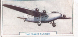 Aircraft 1938 - 46 Fokker F XXXVI - Godfrey Phillips Cigarette Card - Ogden's