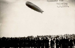 Zeppelin Zur Erinnerung An Die Rückkehr Des Luftschiffes Graf Zeppelin Von Der Weltreise Fotokarte 4.9.1929 I-II Dirigea - Airships