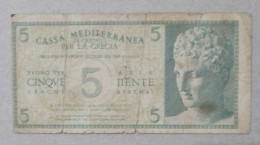 Billete De Grecia De 5 Dracmas De La Ocupación Alemana, Año 1941 - Grèce