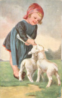 ANIMAUX - Enfant Et Les Agneaux - Illustration - Carte Postale Ancienne - Autres & Non Classés