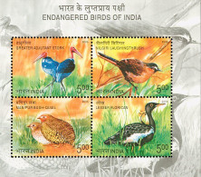 India 2006 Endangered Birds Fauna Animals MINIATURE SHEET MS MNH As Per Scan - Sonstige & Ohne Zuordnung