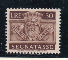 1945 San Marino Saint Marin SEGNATASSE  50 Lire MNH** Postage Due Gomma Leggermente Bicolore - Postage Due