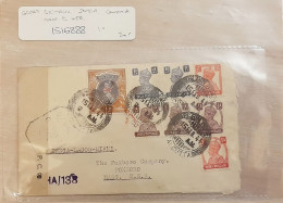 British India 1943 WWII CALCUTTA Airmail Censored Cover To USA 8 Stamp Nice Cancellations On Front & Back Ex Rare - Lettres & Documents