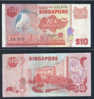 Vintage !  !!  SINGAPORE 10 DOLLARS  BIRD MERLION MAP BANKNOTE  Ref. C/28-413036  (#128B) - Singapour