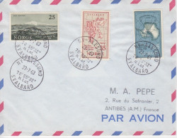 2 Lettres Par Avion Obl. Ny Alesund Le 23/7/63 Sur N° 376, 377, 378 (AGI), 419, 420 (Admunsen) - Lettres & Documents