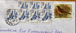 ICELAND 1983, COVER USED TO USA, MULTI 8  STAMP, BIRD, GOLDEN PLOVER BIRD,REYKJAVIK CITY CANCEL, BIOLOGY INSTITUTE - Lettres & Documents