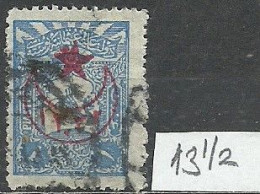 Turkey; 1916 Overprinted War Issue Stamp 1 K. "Perf. 13 1/2 Instead Of 12" - Used Stamps