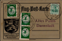 Flugpost Am Rhein Und Main Deutsches Reich Mit 3x 30 Pfennig Auf Flugpostkarte 1912 I-II - 100 - 499 Postcards