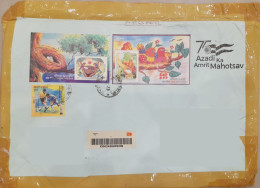 INDIA 2023 2 Miniature Sheet MS BIRD'S NEST + 1 HOCKEY Stamp Franked On Registered Post Cover As Per Scan - Spechten En Klimvogels