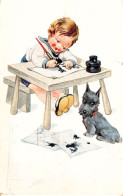 HUMOUR - Enfant - Encrier - Chien - Plume - Illustrat - Carte Postale Ancienne - Humor