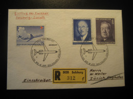 SALZBURG - ZURICH 1975 Swissair Airlines DC9 Jet First Flight Registered Cancel Cover SWITZERLAND AUSTRIA - Andere & Zonder Classificatie