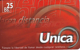 TARJETA DE BOLIVIA DE Bs 25  DE UNICA LARGA DISTANCIA - Bolivië