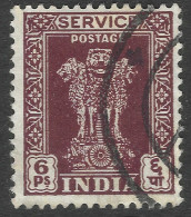 India. 1950-51 Official. 6p Used. SG O152 - Dienstmarken
