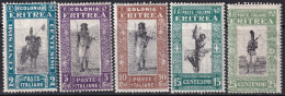 Eritrea 1930 Sc 119-23 Sa 155-9 Partial Set Low Values MH* Cracked Gum - Eritrée