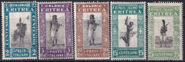 Eritrea 1930 Sc 119-23 Sa 155-9 Partial Set Low Values MH* Cracked Gum - Eritrea