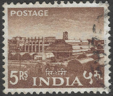 India. 1958-63 Definitives. 5r Used. Asokan Capital W/M. SG 415 - Gebruikt