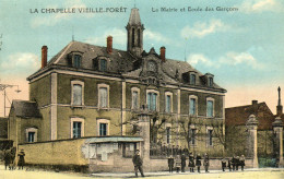 - LA CHAPELLE VIEILLE FORET (89) -  La Mairie Et L'Ecole Des Garçons  (animée, Couleurs)  -25363- - Flogny La Chapelle