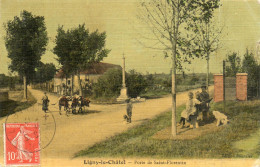 - LIGNY Le CHATEL (89) -  La Porte De St Florentin  (belle CPA Toilée, En Couleurs, Animée, Vaches)  -25366- - Ligny Le Chatel