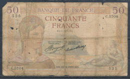 °°° FRANCE 50 FRANCS 19/12/1935 °°° - 50 F 1934-1940 ''Cérès''