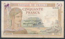 °°° FRANCE 50 FRANCS 3/11/1938 °°° - 50 F 1934-1940 ''Cérès''