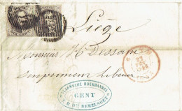 Médaillon N°6 En Paire Margés S/LAC Obl P45 GAND (1853)cachet Privé T. & Dré HEMELSOET Vlaemsche Boekhandel Te GENT - 1851-1857 Médaillons (6/8)