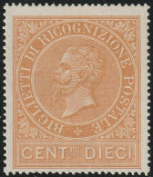 1874 - Ricognizione Postale 10 C. Ocra Arancio Integro Lusso - Sassone N.1 - Nuevos