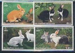 MDA-BK2-381-2 MINT ¤ THAILAND 1999 4w In Serie ¤ RABBITS - ANIMAUX DU MONDE ANIMALS OF THE WORLD MAMMALS - Lapins