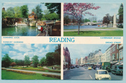 READING - Sonning Lock Caversham Bridge Forbury Gradens Broad Street Austin Mini Reliant Regal 3 Wheels Autos Cars - Reading