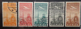 DANMARK DANEMARK 1934 AIRMAIL Luftpost Poste Aérienne Série Complète Avion Survolant Copenhague Yvert 6 / 10 N *obl TB - Luftpost