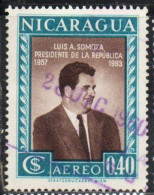 NICARAGUA 1957 PRESIDENT LUIS A. SOMOZA 40c USED USATO OBLITERE' - Nicaragua