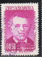 NICARAGUA 1956 VARIETY CENTENARY NATIONAL WAR GENERAL JOSE D. ESTRADA 50c USED USATO OBLITERE' - Nicaragua