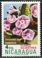 NICARAGUA 1974 SILVESTER FLORES FLOWER WILD FLOWERS MORNING GLORY 4c MLH - Nicaragua