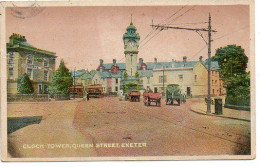 Clock Tower Queen Street Exeter Tram Tramway Osborne Hotel Fieldpostoffice Militaire Stempel - Exeter
