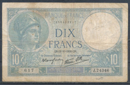 °°° FRANCE 10 FRANCS 12/10/1939 °°° - 10 F 1916-1942 ''Minerve''