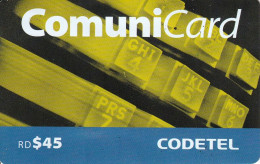 TARJETA DE REPUBLICA DOMINICANA DE COMUNICARD DE CODETEL $45 (NUMERACION CONTROL ARRIBA) - Dominik. Republik