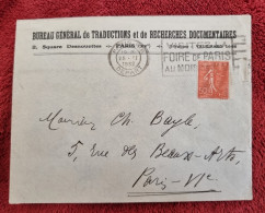 FRANCE Lettre Entete Publicitaire :bureau Général De Traductions Et De Recherches Documentaires. Yvert N°199 - 1921-1960: Modern Period