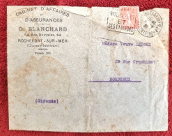 FRANCE Lettre Entete Publicitaire. Yvert N°199. Cabinet D'affaire BLANCHARD à Rochefort Sur Mer 1928 - 1921-1960: Période Moderne