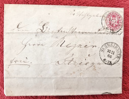 ALLEMAGNE PRUSSE Lettre, Cover SCHWEIDNITZ 21-11-1866 Pour L'ARIEGE - Cartas & Documentos