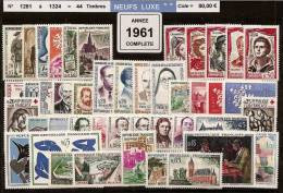 FRANCE - Année Complète 1961 - NEUF LUXE ** 44 Timbres - 1960-1969