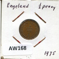 HALF PENNY 1975 UK GRANDE-BRETAGNE GREAT BRITAIN Pièce #AW168.F - 1/2 Penny & 1/2 New Penny